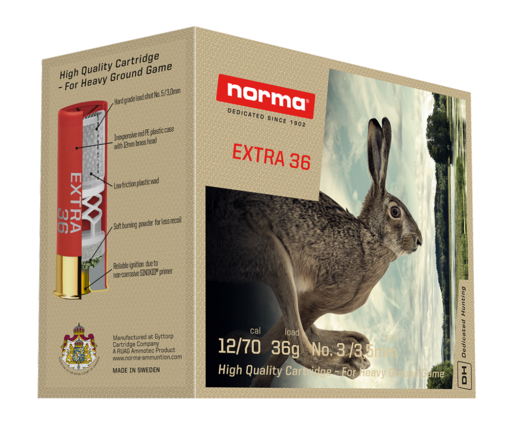 Norma Extra 36 12/70 Haulikon Patruuna 25kpl - Lyijyhaulit - 7393923321660 - 1