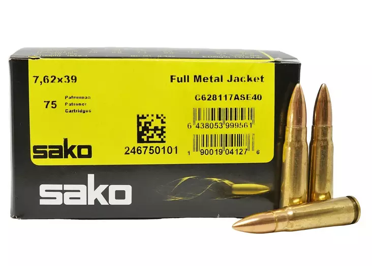 Sako 7,62x39 FMJ 8g 75kpl - Kiväärin patruunat Muut Kaliiperit - C628117ASE40 - 1