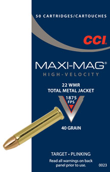 CCI .22WMR Max-iMag TMJ 2,60g Pienoiskiväärin Patruuna 50kpl - Pienoiskiväärin patruunat 22WMR - 076683000231 - 1