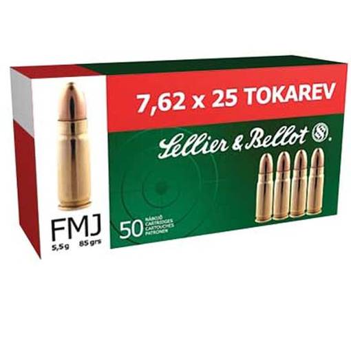 S&B 7,62x25 Tokarev FMJ 5,5g 50kpl - Pistoolin patruunat - 8590690310111 - 1