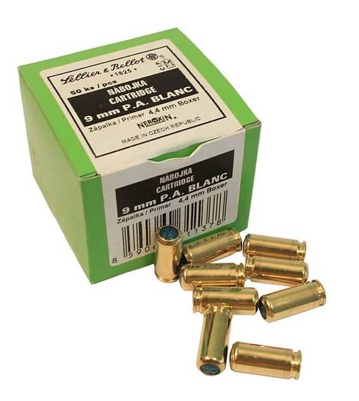 S&B 9mm P.A Blanc Starttipanos 50kpl - Starttipistoolin patruunat - V311372 - 1