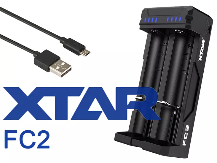 Xtar FC2 USB-C Akkulaturi 2-paikkainen - Tarvikkeet koiratutkiin - XTAR-FC2 - 1