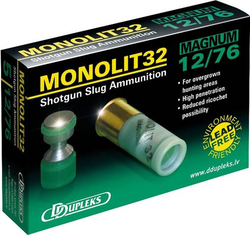 DDupleks Slug Monolit 12/76 32g 5kpl - Täyteiset haulikonpatruunat - 4751007980043 - 1