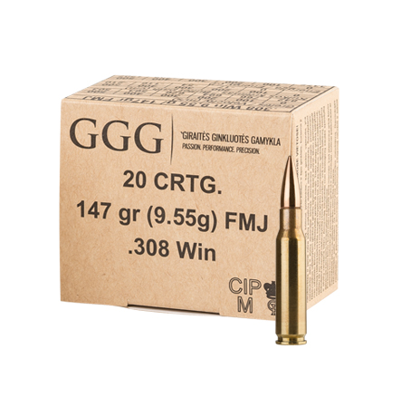 GGG-Nato .308Win 9,5g FMJ Kiväärin Patruuna - Kiväärin patruunat .308 Win - 4779032300193 - 1
