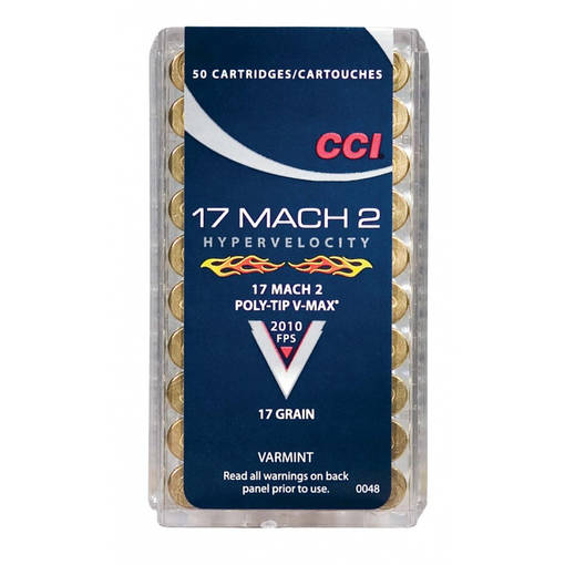 CCI .17 MACH2 V-MAX 1,1g 50kpl Pienoiskiväärin patruuna - Pienoiskiväärin patruunat .17HMR - 076683000484 - 1