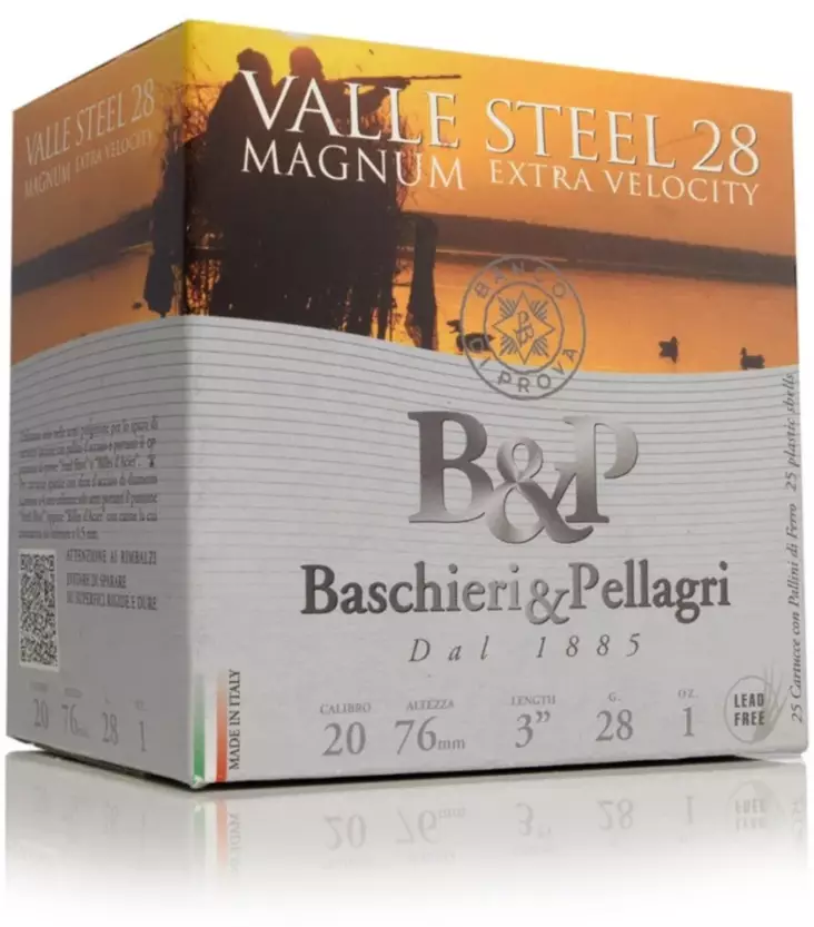 BP Valle Steel 20/76 28g Mag 25kpl 2,9mm - Haulikon patruunat Cal.20 - 8034134049965 - 1