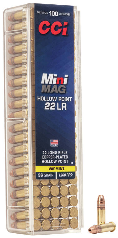 CCI 22LR MiniMag HP 2,34g Pienoiskiväärin Patruuna 100kpl - Pienoiskiväärin patruunat 22LR - 076683000316 - 1