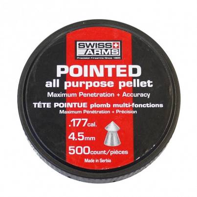 Swiss Arms Pointed 4,5mm Luoti 500kpl - Ilmakiväärin luodit 4,5mm - 3559960530067 - 1