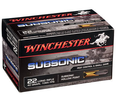 Winchester Subsonic 22LR HP 42gr. Pienoiskiväärin Patruuna - Pienoiskiväärin patruunat 22LR - 020892103337 - 1