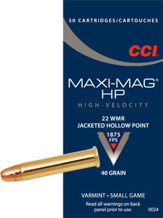 CCI .22WMR Max-iMag JHP 2,60g Pienoiskiväärin Patruuna 50kpl - Pienoiskiväärin patruunat 22WMR - 076683000248 - 1