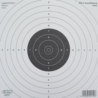 Ilmapistoolitaulu 15 14x14cm 100kpl - Taulut ilma-ase ammuntaan - 6410362401508 - 1