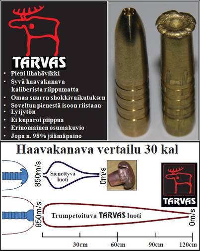 TARVAS .30kal, 180gr. (11.7g), 50kpl, Red Moose - .30 luodit - 300-017-3508 - 1