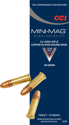 CCI 22LR MiniMag HV Kuparoitu RN 2,60g Pienoiskiväärin Patruuna 100kpl - Pienoiskiväärin patruunat 22LR - 076683000309 - 1