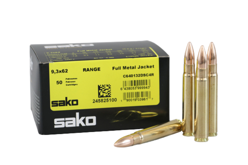 Sako Range 9,3x62 FMJ 15,0g Kiväärin Patruuna 50kpl - Kiväärin patruunat 9,3x62 - C640132DSC4R - 2
