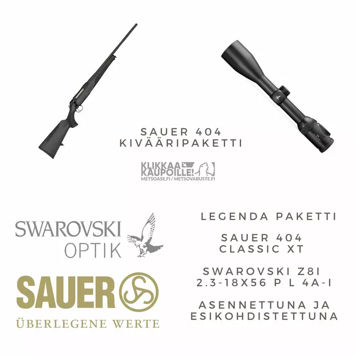 Sauer 404 .308Win Classic XT + Swarovski Z8i 2.3-18x56 P L 4A-I Kivääripaketti - Kiväärit .308 Win - B017399-BG0159-PKT - 1